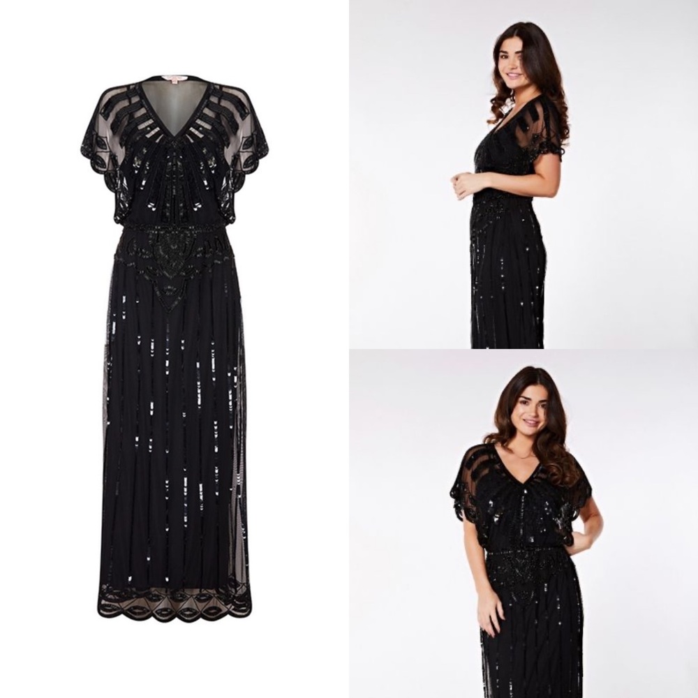 Gatsby Lady Black Embellished Maxi Dress